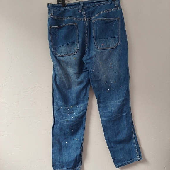 Cube Sugar Japanese Blue‎ Denim Linen Blend Size M Paint Drop Art - Picture 2 of 11